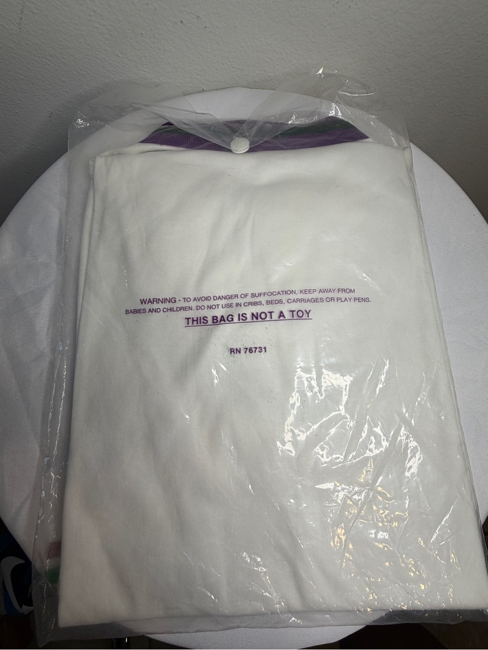 Wimbledon White Polo with Purple & Green Trim - Picture 3 of 4